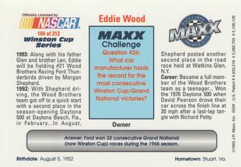 1993 Maxx Premier Plus #104 Eddie Wood Back