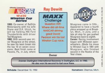 1993 Maxx Premier Plus #107 Ray DeWitt Back