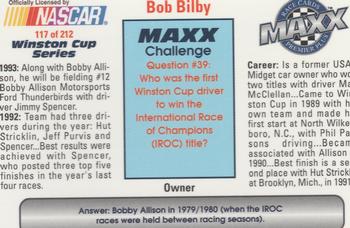 1993 Maxx Premier Plus #117 Bob Bilby Back