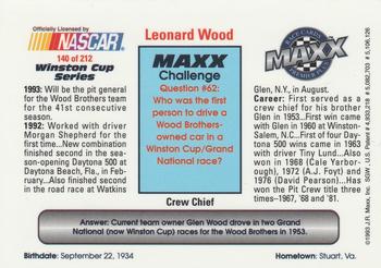 1993 Maxx Premier Plus #140 Leonard Wood Back