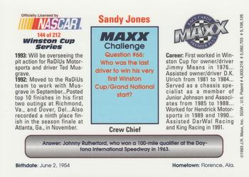1993 Maxx Premier Plus #144 Sandy Jones Back