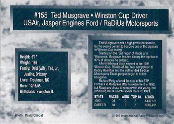 1993 Traks #155 Ted Musgrave Back