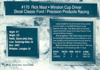 1993 Traks #170 Rick Mast Back
