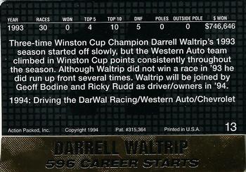 1994 Action Packed #13 Darrell Waltrip Back