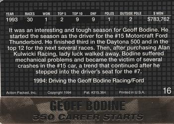 1994 Action Packed #16 Geoff Bodine Back