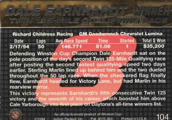1994 Action Packed #104 Dale Earnhardt Back