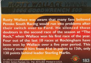 1994 Action Packed #183 Rusty Wallace Back