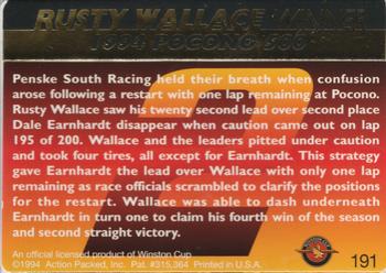 1994 Action Packed #191 Rusty Wallace Back