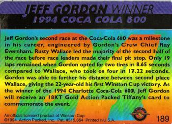 1994 Action Packed #189 Jeff Gordon Back