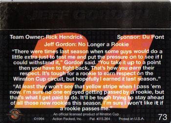 1994 Action Packed #73 Jeff Gordon Back