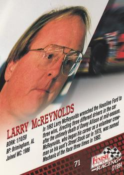 1994 Finish Line #71 Larry McReynolds Back