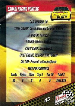 1994 Finish Line #43 Michael Waltrip's Car Back