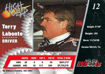 1994 Wheels High Gear #12 Terry Labonte Back