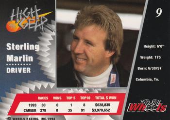 1994 Wheels High Gear #9 Sterling Marlin Back
