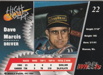 1994 Wheels High Gear #22 Dave Marcis Back