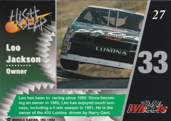 1994 Wheels High Gear #27 Leo Jackson Back