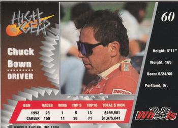 1994 Wheels High Gear #60 Chuck Bown Back
