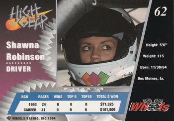 1994 Wheels High Gear #62 Shawna Robinson Back