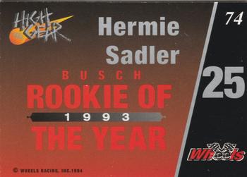 1994 Wheels High Gear #74 Hermie Sadler Back