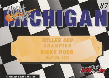 1994 Wheels High Gear #87 Ricky Rudd Back