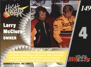 1994 Wheels High Gear #149 Larry McClure Back