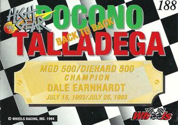 1994 Wheels High Gear #188 Dale Earnhardt Back
