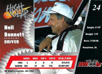1994 Wheels High Gear #24 Neil Bonnett Back