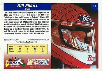 1994 Maxx #11 Bill Elliott Back