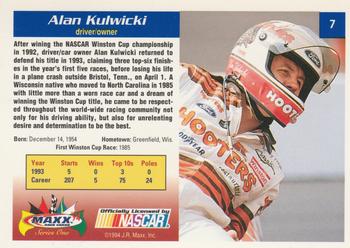 1994 Maxx #7 Alan Kulwicki Back