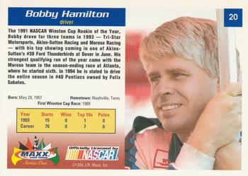 1994 Maxx #20 Bobby Hamilton Back