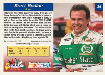 1994 Maxx #26 Brett Bodine Back