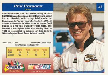 1994 Maxx #47 Phil Parsons Back