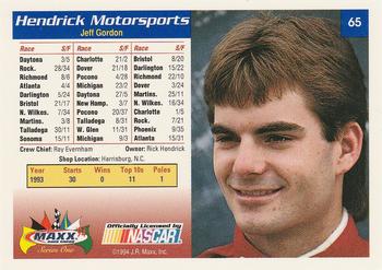 1994 Maxx #65 Hendrick Motorsports Back