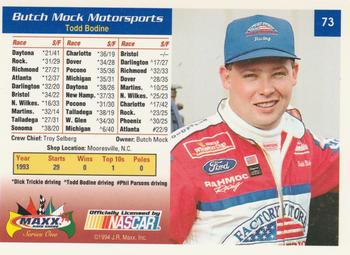 1994 Maxx #73 Butch Mock Motorsports Back