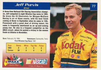 1994 Maxx #77 Jeff Purvis Back