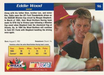 1994 Maxx #96 Eddie Wood Back