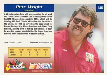 1994 Maxx #145 Pete Wright Back