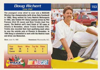 1994 Maxx #153 Doug Richert Back