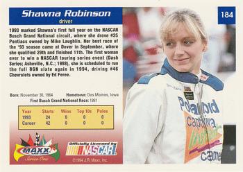 1994 Maxx #184 Shawna Robinson Back