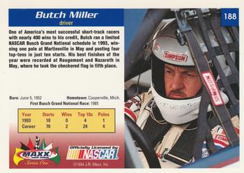 1994 Maxx #188 Butch Miller Back