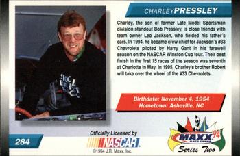 1994 Maxx #284 Charlie Pressley Back