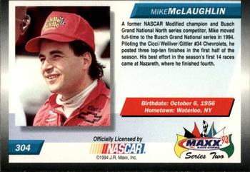 1994 Maxx #304 Mike McLaughlin Back