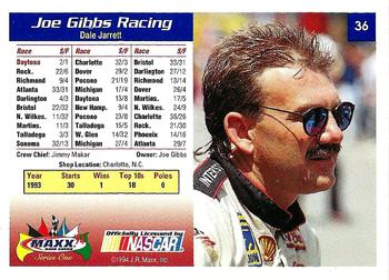 1994 Maxx #36 Joe Gibbs Racing Back