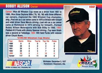 1994 Maxx Premier Series #102 Bobby Allison Back