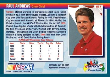 1994 Maxx Premier Series #157 Paul Andrews Back