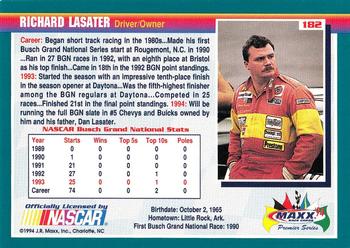1994 Maxx Premier Series #182 Richard Lasater Back