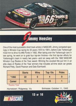 1994 Maxx - Rookies of the Year #13 Jimmy Hensley Back