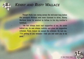 1994 Press Pass #31 Kenny & Rusty Wallace Back