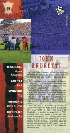 1994 Press Pass Optima XL #59 John Andretti Back
