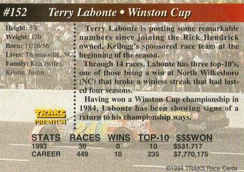 1994 Traks #152 Terry Labonte Back